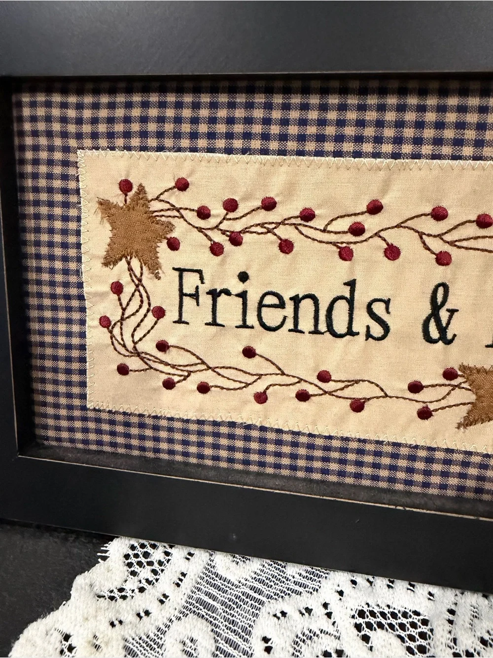 Friends & Family Gather Here Framed Sign - Black Frame